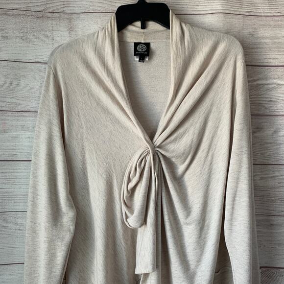 Bobeau Cream Cardigan Sweater Lace Detail Draped Front Long Sleeves Size Large - Picture 15 of 16